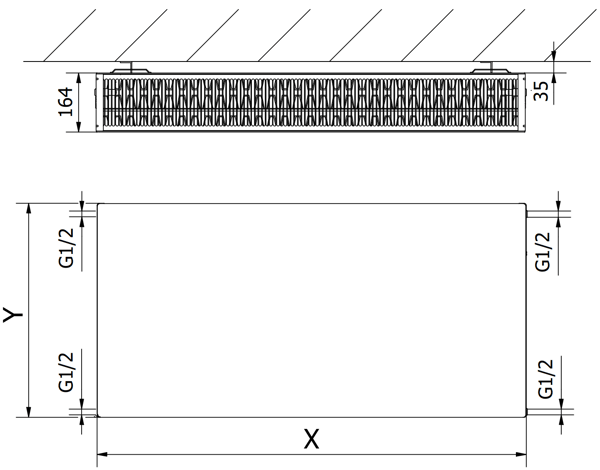 Mexen CF33 Flad pladeradiator 400 x 800 mm, sideforbindelse, 1265 W, hvid - W433F-040-080-00