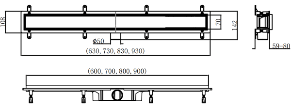 Mexen Flat Abs Flat ABS linjeafløb 2i1 60 cm, inox - 1069060