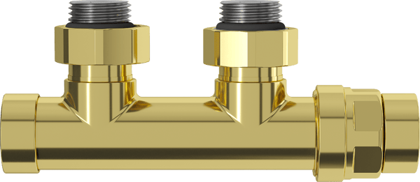 Mexen Uni-Term vinkelradiatorventil, Duplex, DN50, guld - W907-000-50