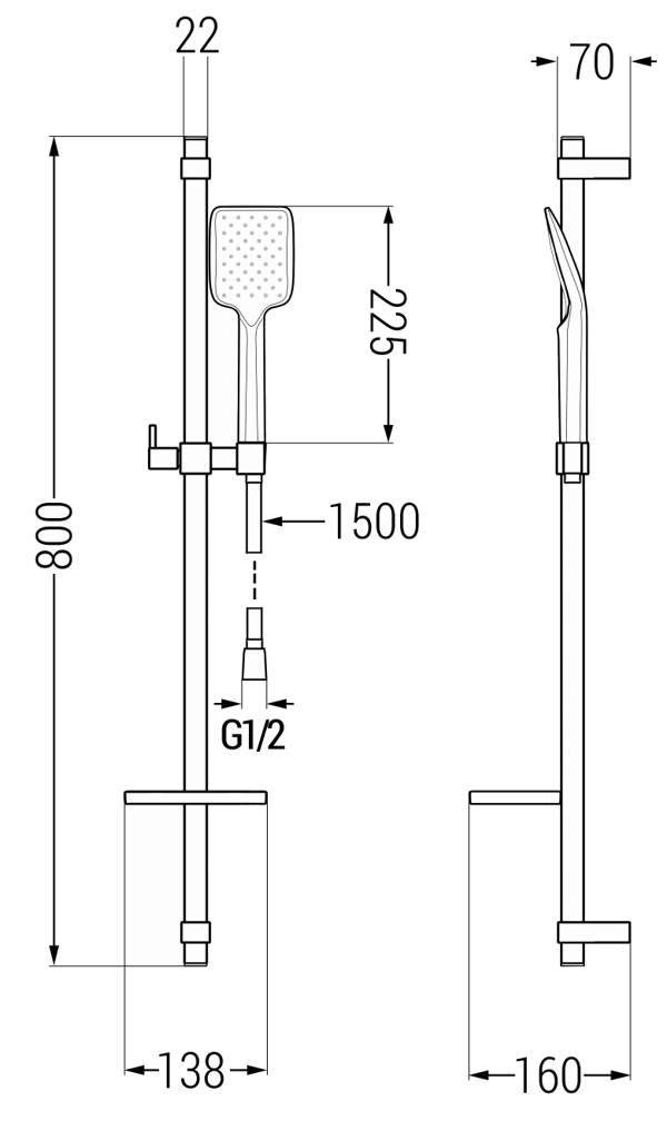 Mexen Libra DQ62 badekar sæt, sort - 745103DQ62-70