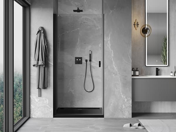 Mexen Mist-B svingbare brusedøre 80 cm, transparent, sorte - 8A2-080-000-70-00