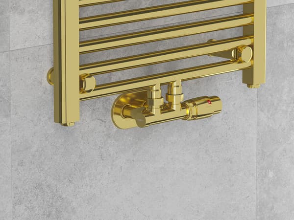 Mexen Uni-Term vinkelradiatorventil, Duplex, DN50, guld - W907-000-50