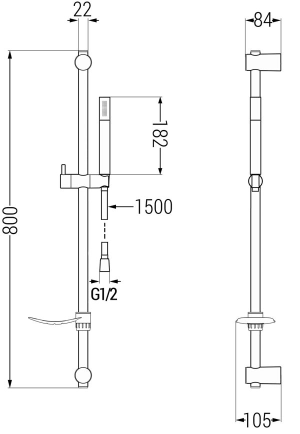 Mexen Zero DF70 kylpyammeen sarja, kromi - 7113DF70-00