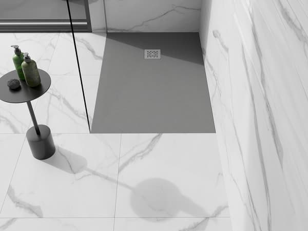 Mexen Stone+ rektangulær kompositbruser 80 x 70 cm, grå-beton - 44617080