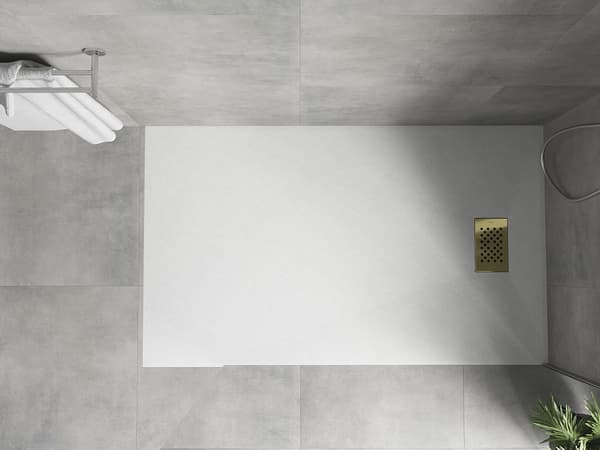 Mexen Hugo rektangulär SMC-duschbricka 150 x 90 cm, vit, gulddiffusor - 42109015-G