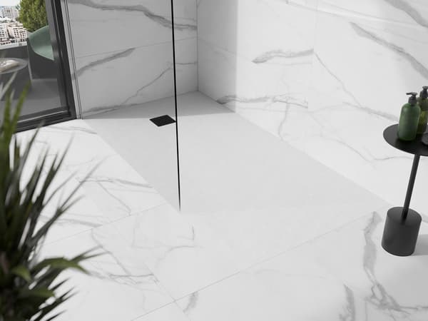 Mexen Stone+ rektangulär kompositduschkar 160 x 90 cm, vit, svart lock - 44109016-B