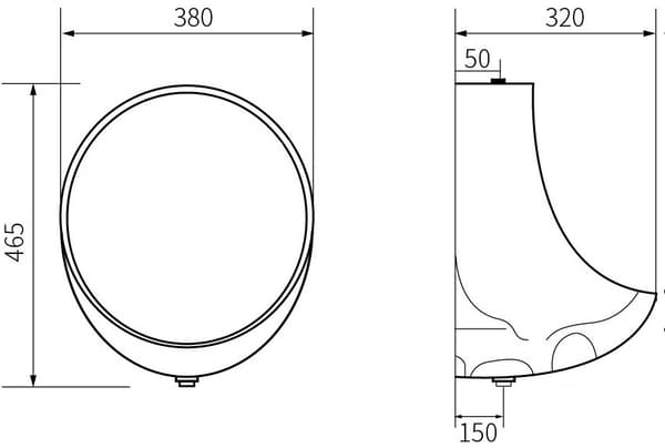 Mexen Dylan väggmonterad urinal, svart matt - 37054670
