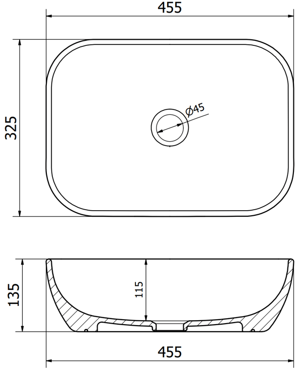 Mexen Rita bordsvask 45 x 32 cm, sort sten - 21084588