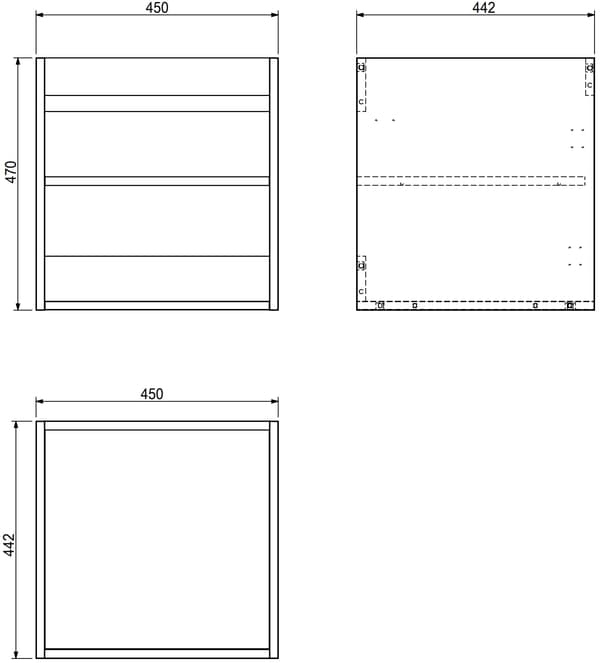 Mexen Box-A korpus til underskab 45 cm, sort mat - 91AX1-0450-470-1-71