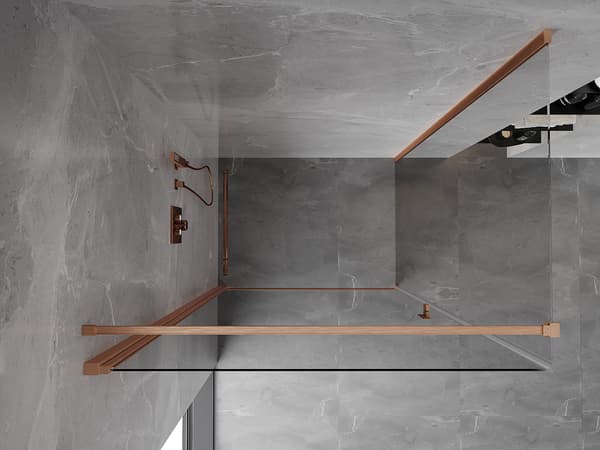 Mexen Mist-B vikdusch 80 x 100 cm, transparent, borstad koppar - 8A2T-080-100-65-00