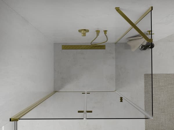 Mexen Lima vikbar duschkabin 70 x 80 cm, transparent, guld - 856-070-080-50-00