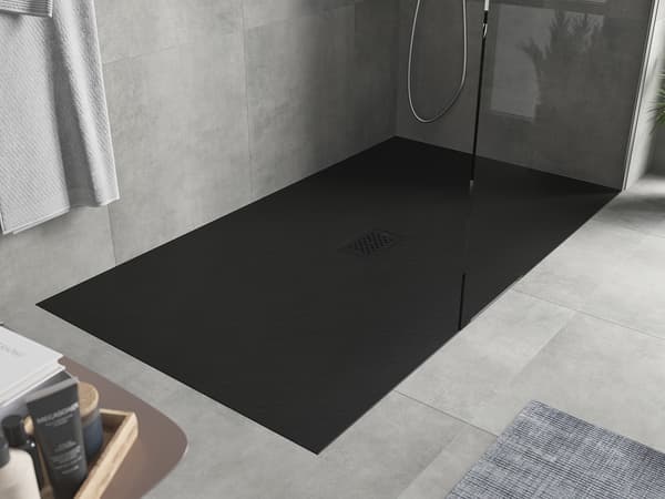 Mexen Hugo rektangulær bundkar SMC 180 x 100 cm, sort, sort dækplade - 42701018-B