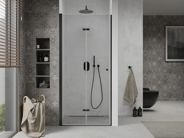 Mexen Lima folded brusedør 70 cm, transparent, sort - 856-070-000-70-00