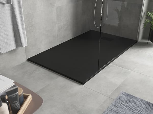 Mexen Hugo rektangulær SMC-bruserbakke 160 x 90 cm, sort, sort afdækning - 42709016-B