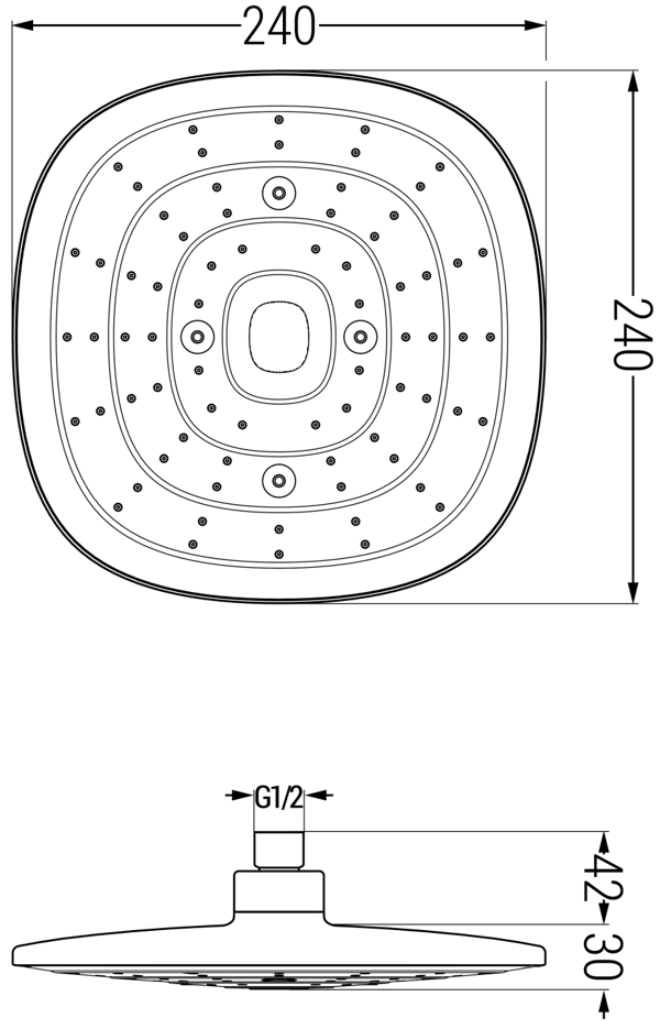 Mexen D-17 bruser 24x24 cm, sort - 79717-70