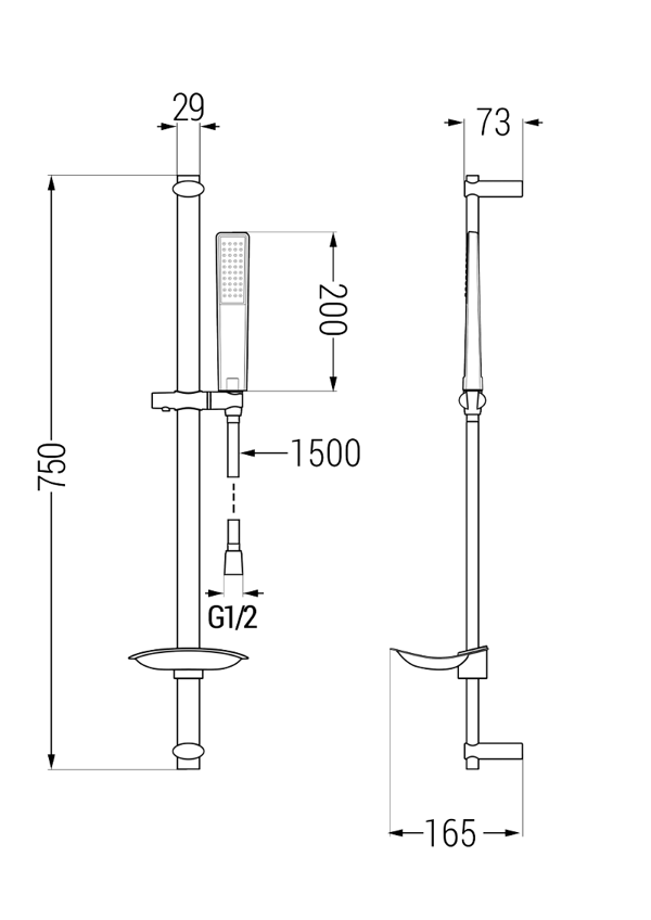Mexen Axel DB72 badekarsæt, sort - 73813DB72-70
