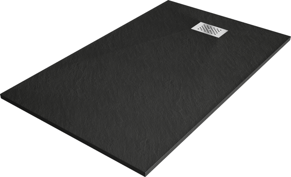 Mexen Hugo rektangulær brusekar SMC 140 x 90 cm, sort, inox dækplade - 42709014-X