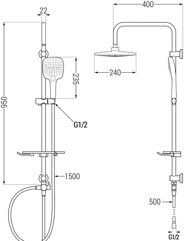Mexen T17 bruserkolonne, krom - 798171793-00
