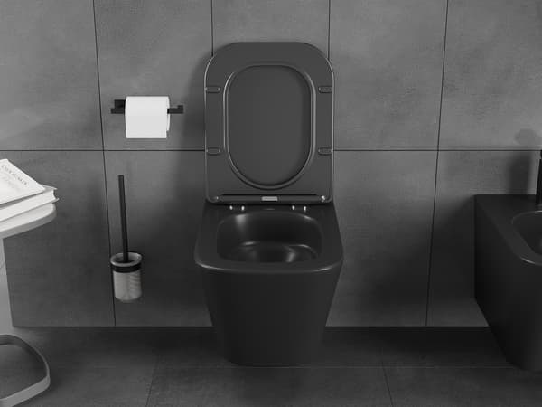 Mexen Teo Rimless Tornado toiletskål, sort mat - 3385XX85T
