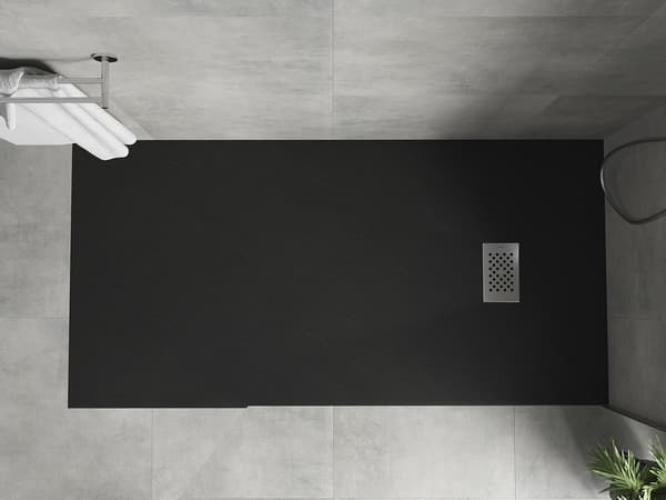 Mexen Hugo rektangulær SMC-brusekar 170 x 90 cm, sort, inox dækplade - 42709017-X