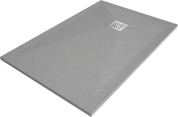 Mexen Stone+ rektangulær kompositbruser 80 x 70 cm, grå-beton - 44617080