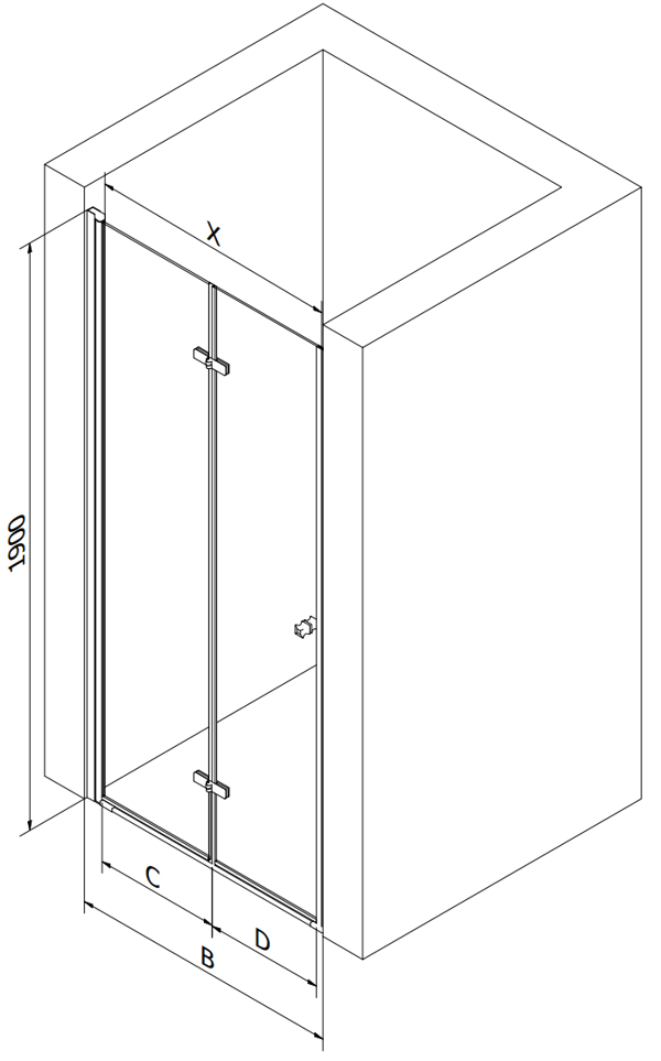 Mexen Lima folded brusedør 80 cm, transparent, sort - 856-080-000-70-00