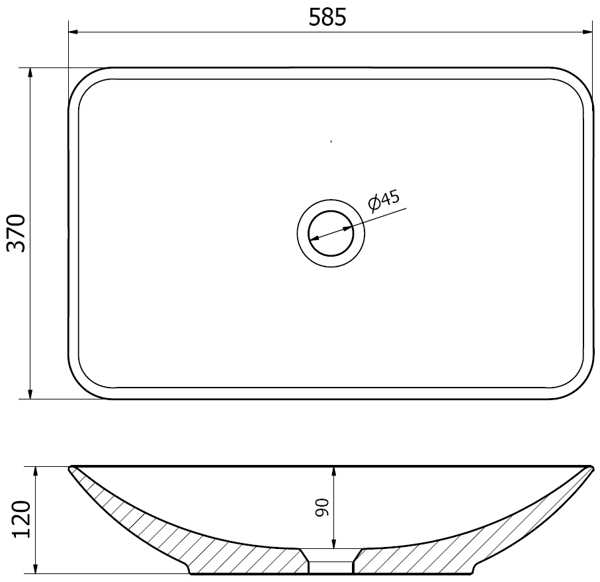 Mexen Avila sort vask 58 x 37 cm, sort mat - 21115585