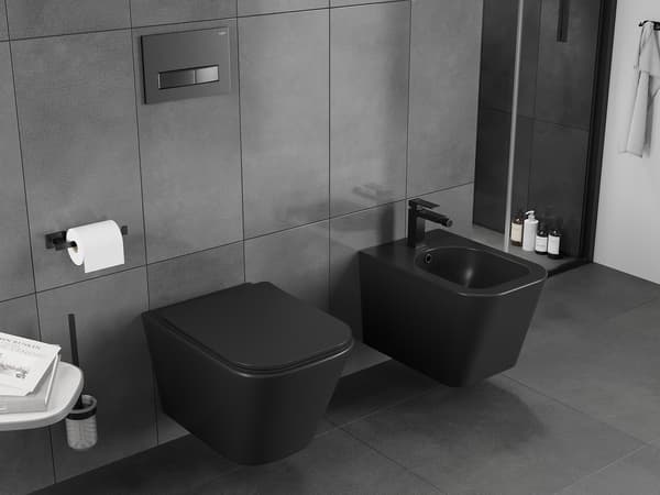 Mexen Teo Rimless Tornado toiletskål, sort mat - 3385XX85T