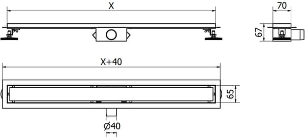 Mexen Flat M33 lineær afløb 80 cm, børstet kanon grå - 1E33080-15