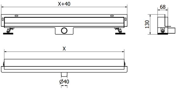 Mexen Flat Wall lineær vægafløb 2i1 100 cm, sort - 1730100