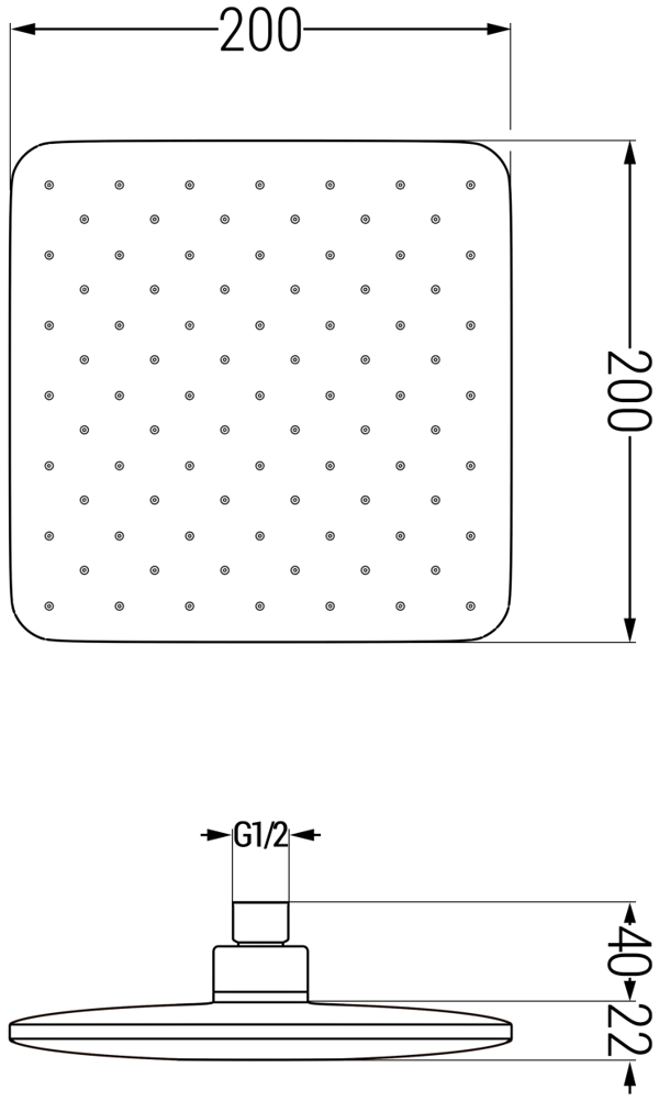 Mexen D-62 regnbruser 20x20 cm, krom - 79762-00