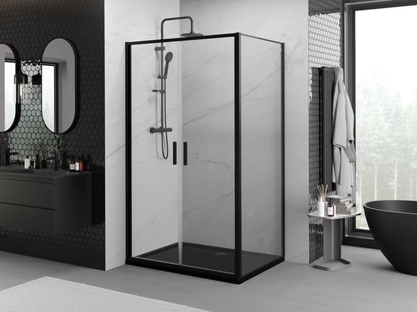 Mexen Exo svingbart brusekabine 90 x 100 cm, transparent, sort - 814-090-100-70-00