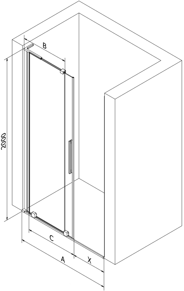 Mexen Velar L skydedør til bruser 90 cm, grafit, guld - 871-090-003-41-50