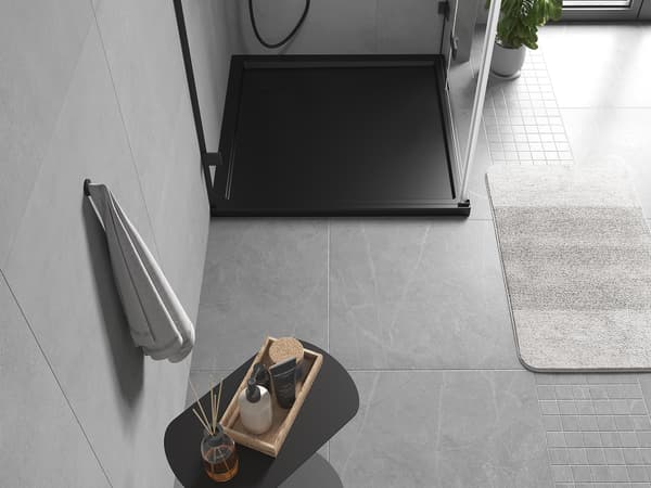 Mexen Flow slim kvadratisk bruserkar 85 x 85 cm, sort mat - 46S708585
