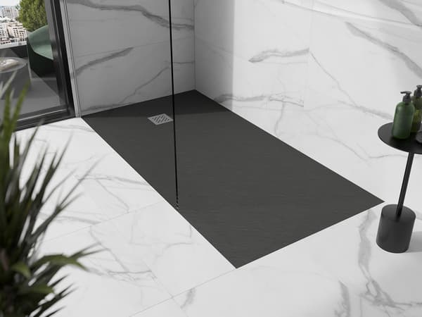 Mexen Stone+ rektangulær kompositbruser 200 x 90 cm, antracit - 44719020