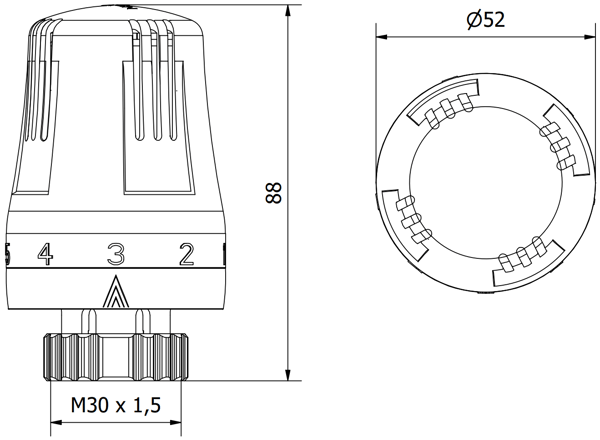 Mexen Uni-Term radiatortermostat, vit - W908-001-20