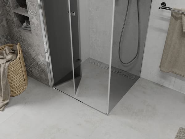 Mexen Lima fällbar duschkabin 80 x 80 cm, grafit, krom - 856-080-080-01-40