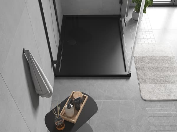 Mexen Flow rektangulær slim bruser 90 x 70 cm, sort mat - 46R707090