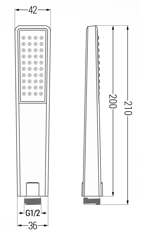 Mexen R-72 1-funktions håndbruser, sort - 79572-70
