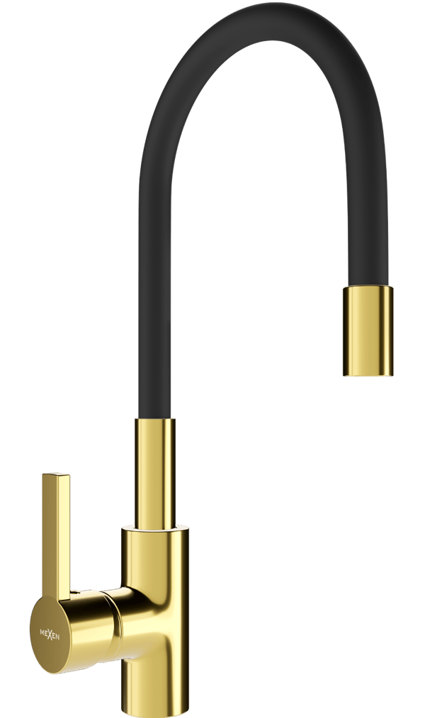 Mexen Flex køkkenbatteri, guld/sort - 670900-57