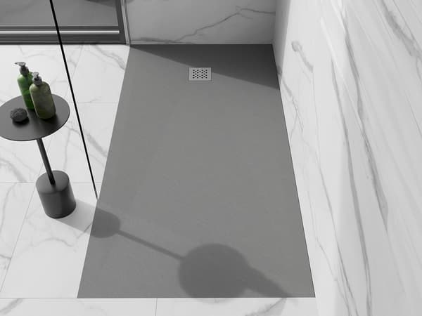 Mexen Stone+ rektangulær kompositbruserplade 180 x 70 cm, grå-beton - 44617018