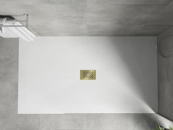 Mexen Hugo rektangulär duschkar SMC 180 x 100 cm, vit, guld lock - 42101018-G