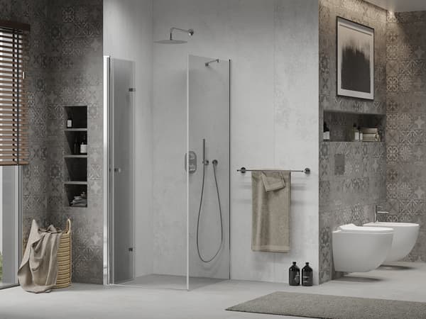 Mexen Lima vikduschkabin 80 x 80 cm, transparent, krom - 856-080-080-01-00