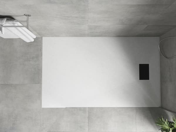 Mexen Hugo rektangulær SMC-bruserbakke 140 x 70 cm, hvid, sort dæksel - 42107014-B