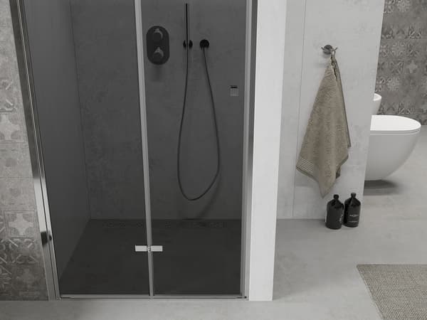 Mexen Lima folded brusedøre 70 cm, grafit, krom - 856-070-000-01-40