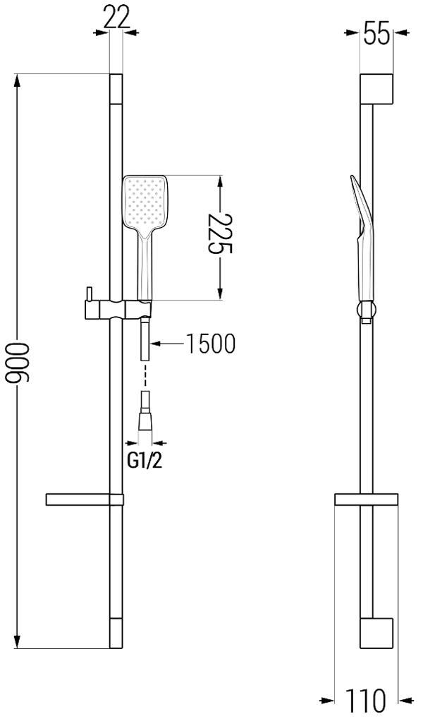 Mexen Alexa DS62 badekarsæt, sort - 71203DS62-70