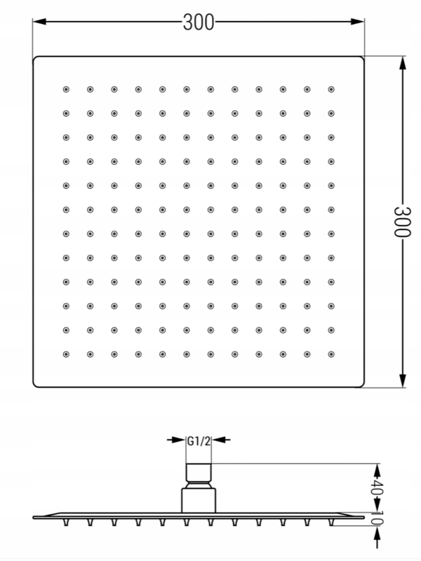 Mexen Slim regnbruser 30 x 30 cm, sort - 79130-70