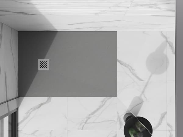 Mexen Stone+ rektangulær kompositbruser 100 x 70 cm, grå-beton - 44617010
