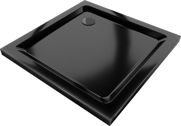 Mexen Flat kvadratisk brusekar slim 80 x 80 cm, sort, afløb sort - 40708080B