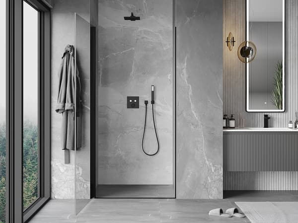 Mexen Mist-B svingbare brusedøre 80 cm, transparent, sorte - 8A2-080-000-70-00